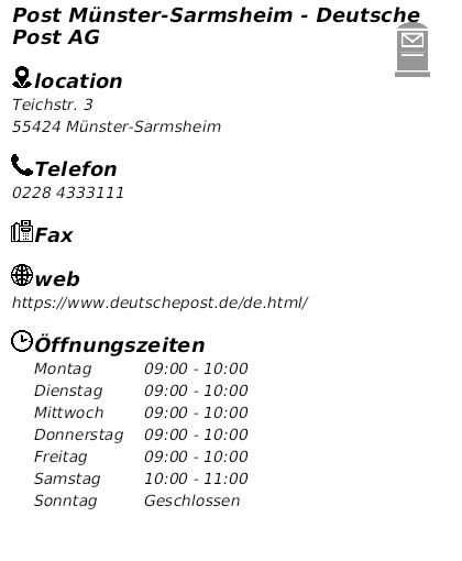 Öffnungszeiten Deutsche Post Münster.